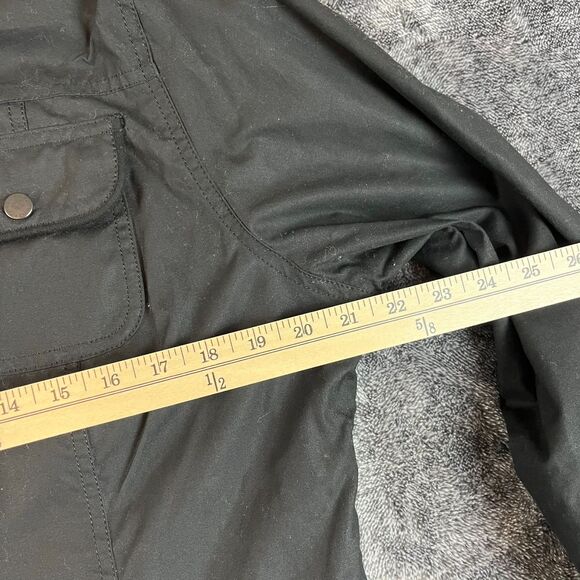 Barbour Waxed Cotton Full Zip Mock Neck Jacket Black Utility Tartan Lined 10 - Picture 6 of 15